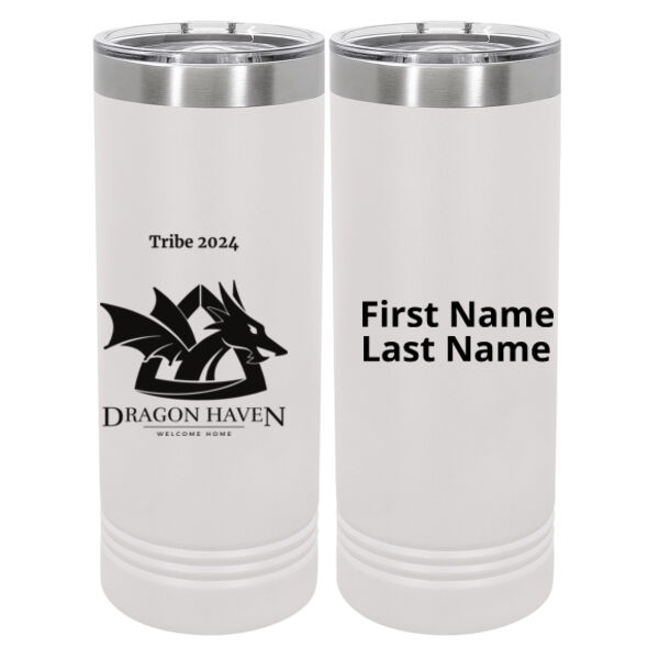 Tribe 2024 Printed - 22 oz Stainless White Skinny Tumbler with Slider Lid Thumbnail