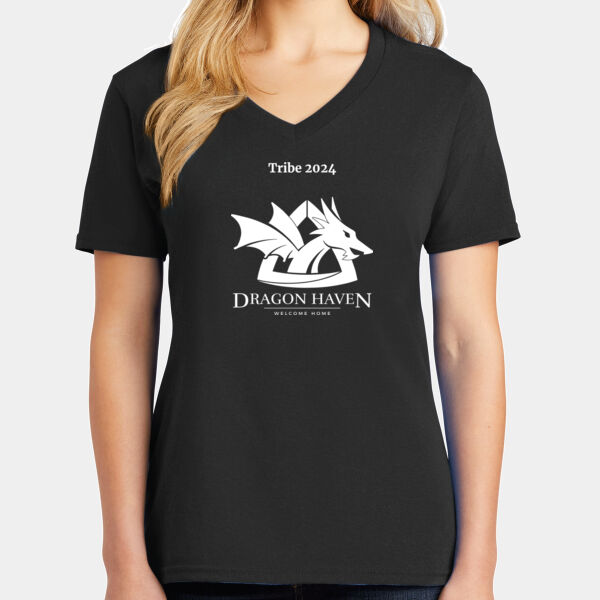 Tribe 2024 Printed - Ladies Core Cotton V-Neck Tee Thumbnail